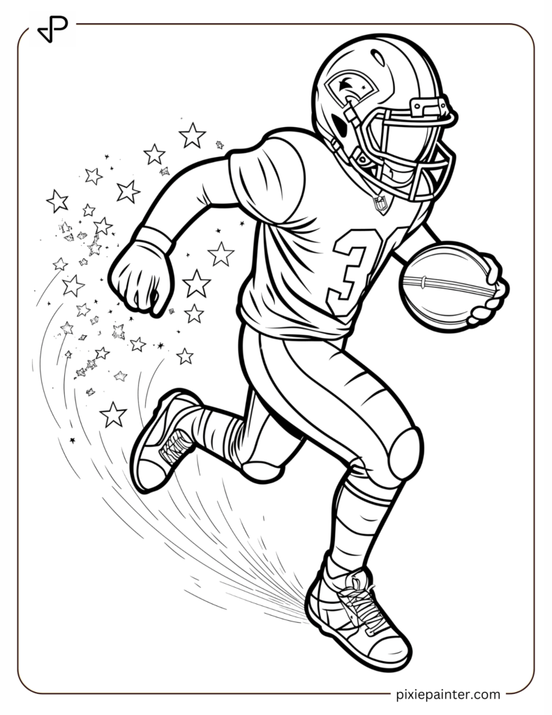 23. Football Star Running with a Trail of Stars