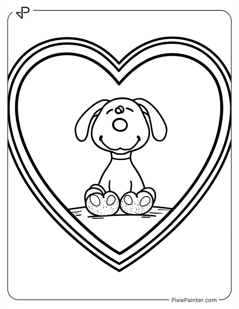 Snoopy Sitting Inside Giant Heart Frame