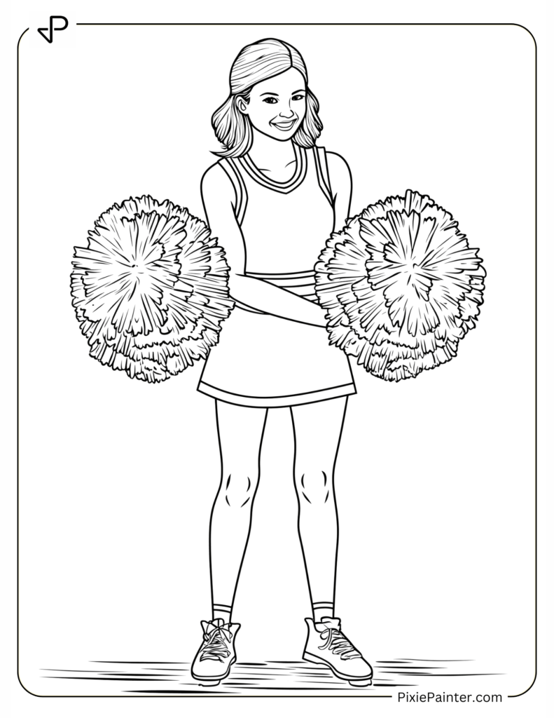 Chiefs Cheerleader Holding Pom-Poms - Kansas City Chiefs Coloring Page