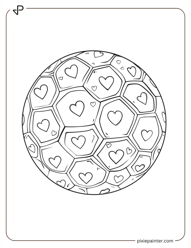 Valentines day coloring pages for boys of Soccer Ball with Heart Patterns