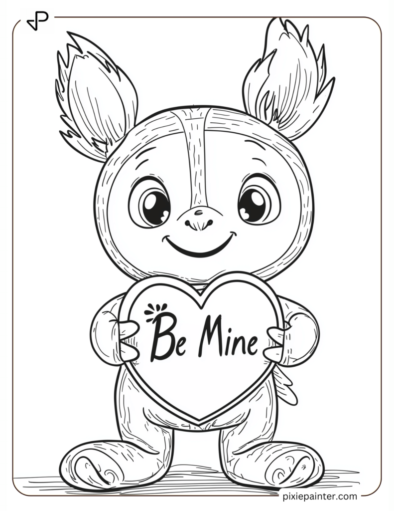 24. Stitch Holding A Heart With _Be Mine_ Text