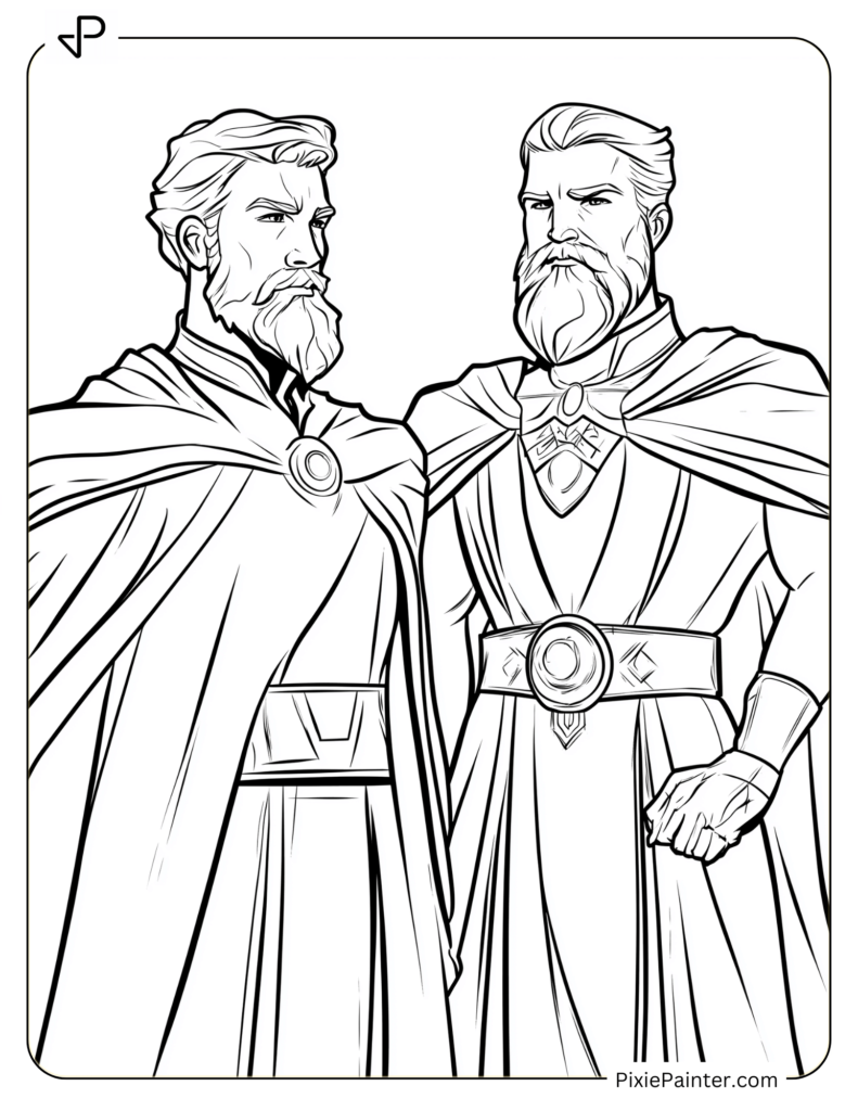 Fortnite Characters Coloring Pages of The Foundation and Midas in a Power Stance