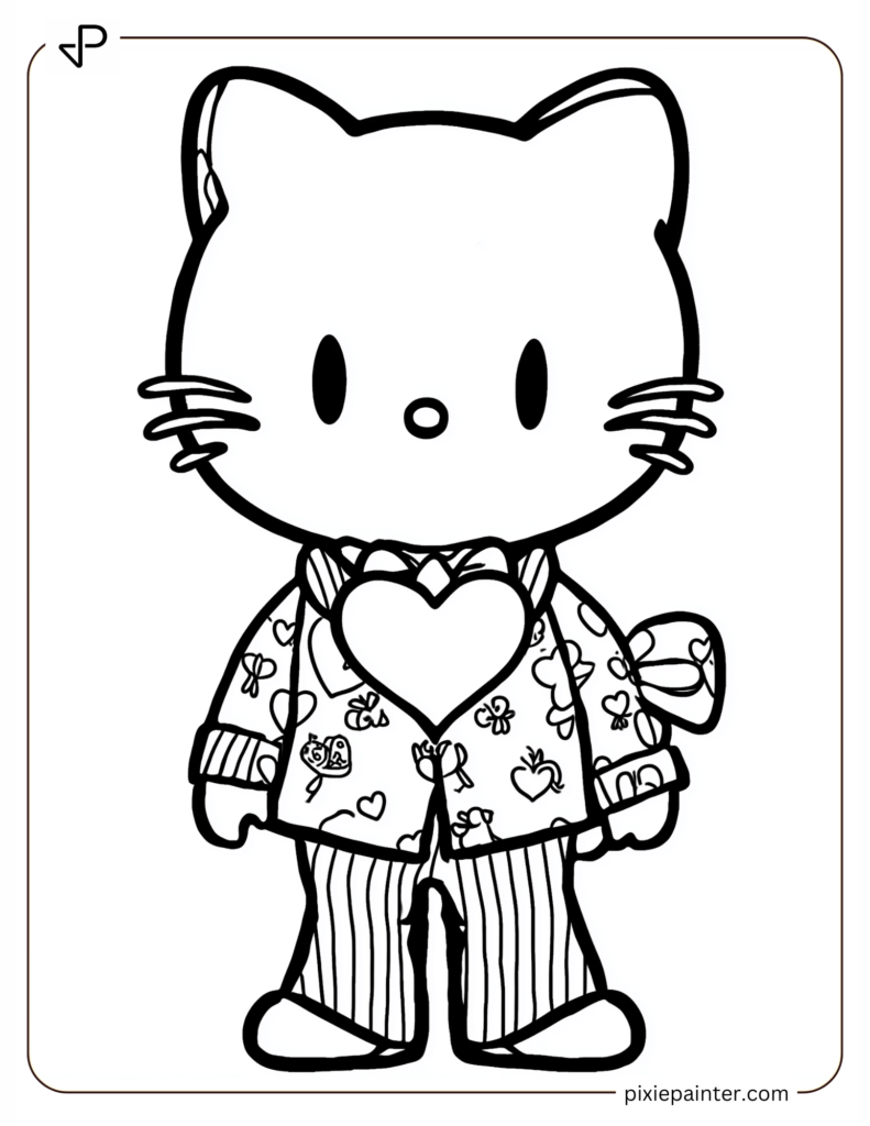 Elegant Hello Kitty in a Valentines Outfit