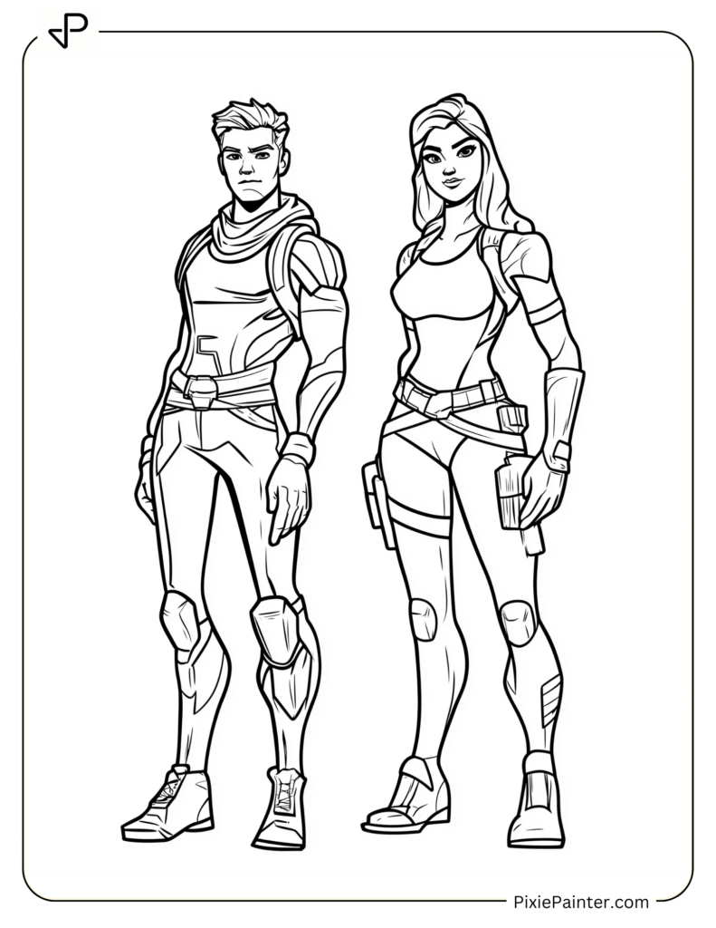 Fortnite Characters Coloring Pages of Iconic Fortnite Characters Standing Boldly