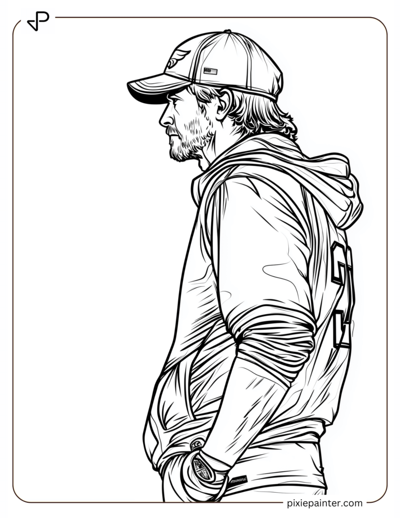 Coloring Page of Philadelphia Eagles Coach Sideline Illustration