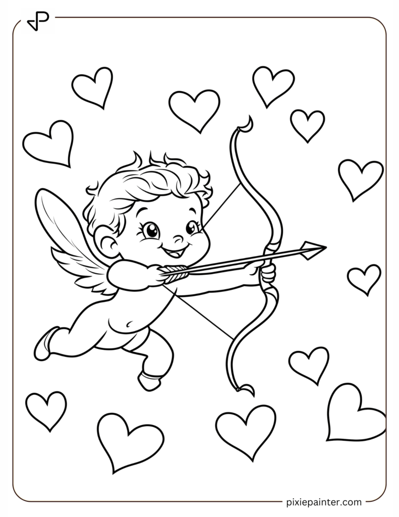 26. Sweet Cupid Aiming A Heart-Shaped Arrow