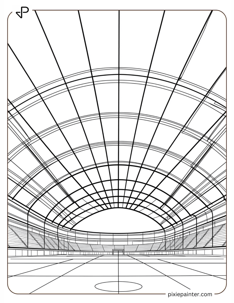 Open Roof Stadium – A simple outline of a stadium with an open top