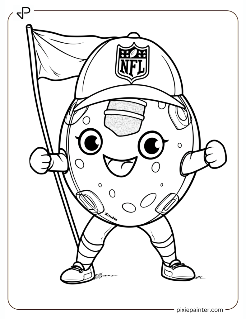 27. Smiling Football Mascot Holding Flag