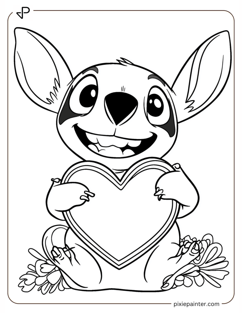 27. Stitch Smiling With A Heart, Full Of Valentine Joy