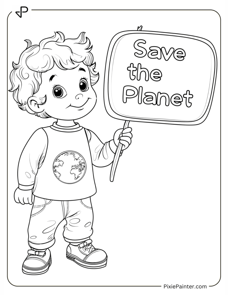 Child Holding “Save the Planet” Message