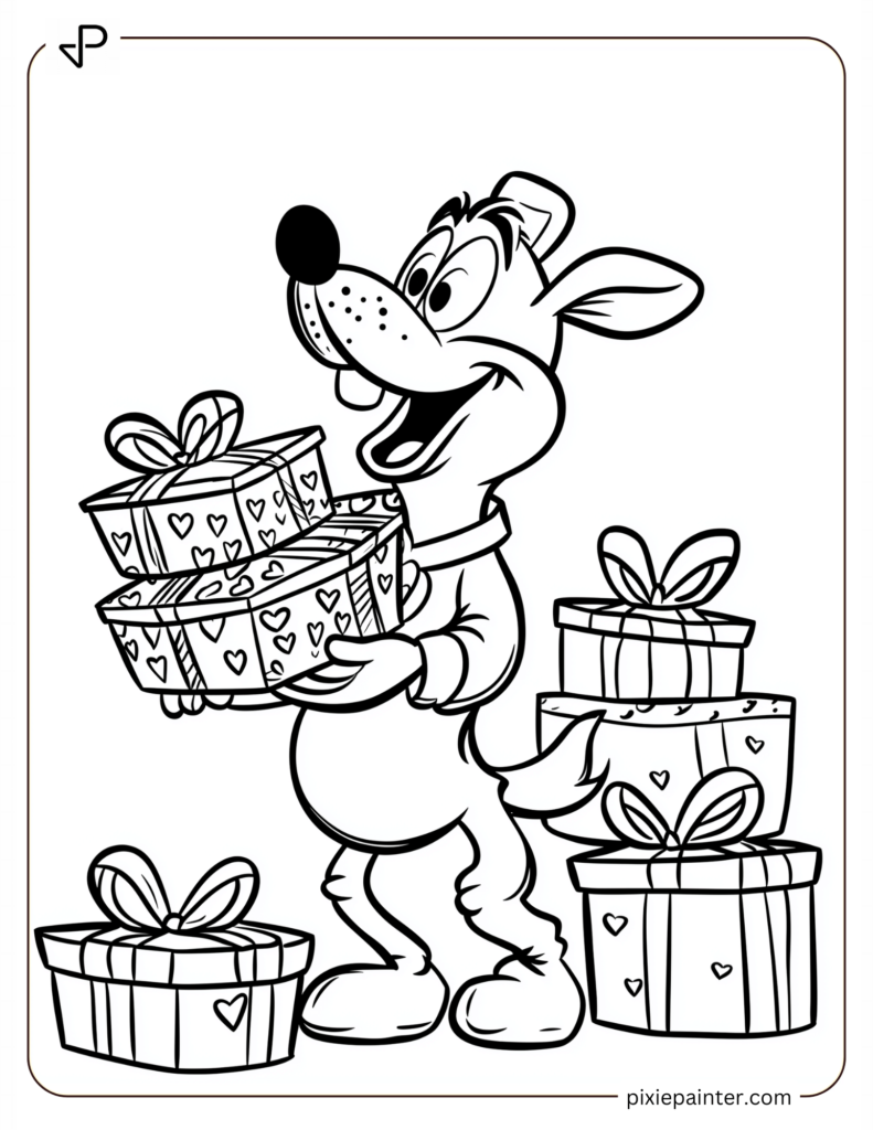 28. Goofy Carrying Valentine’s Day Gifts