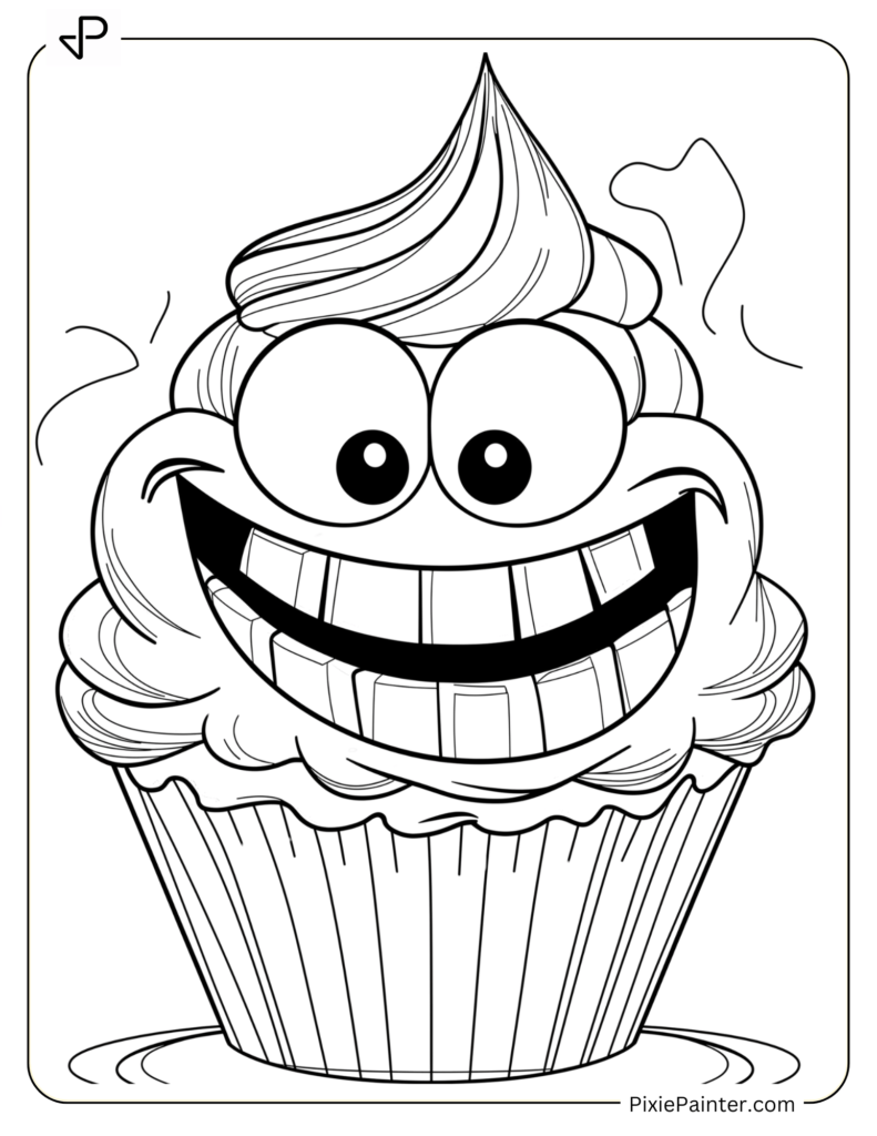 Goofy Cupcake With A Big Playful Grin