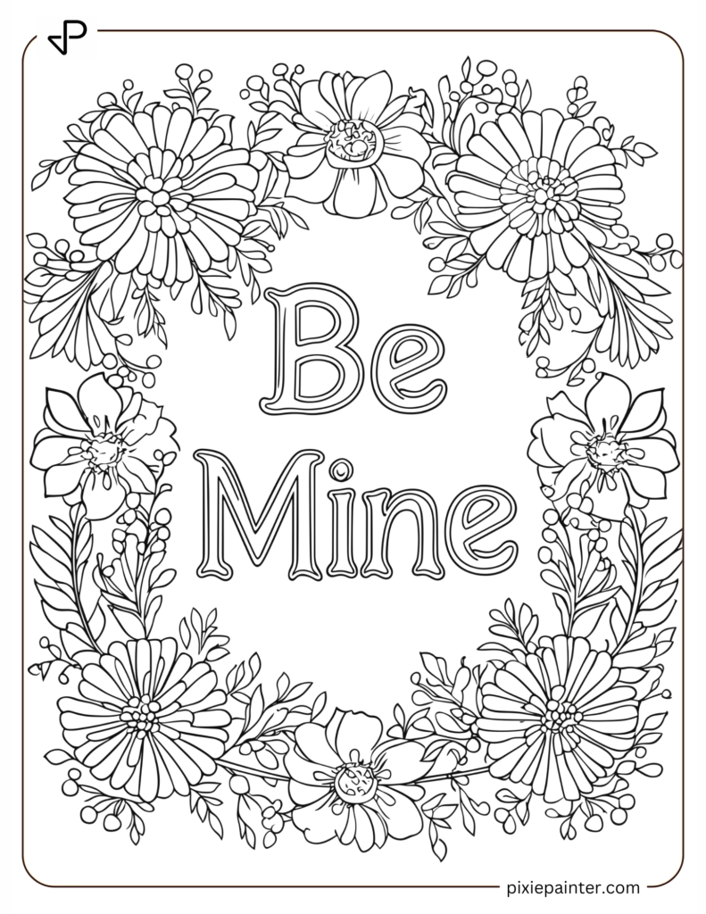 "Be Mine" Surrounded By Floral Designs