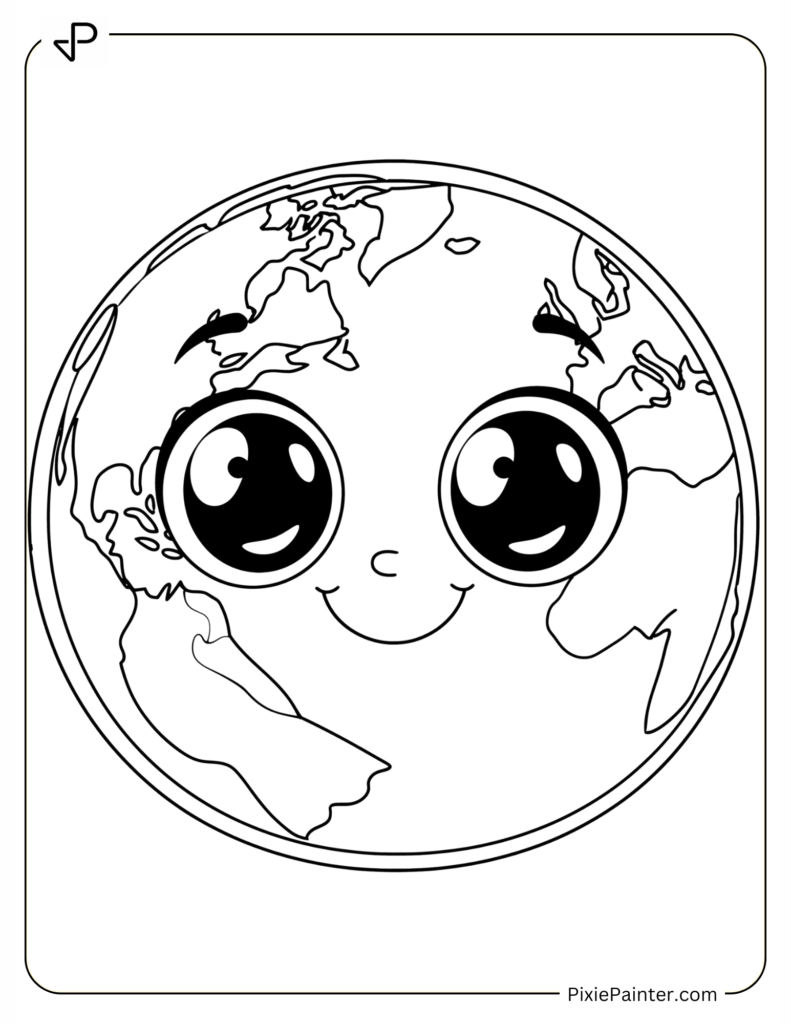 Earth with Big Eyes and Blushing Cheeks