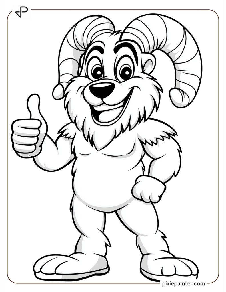 3. Los Angeles Rams Mascot Rampage Giving Thumbs-Up -los angeles rams coloring pages