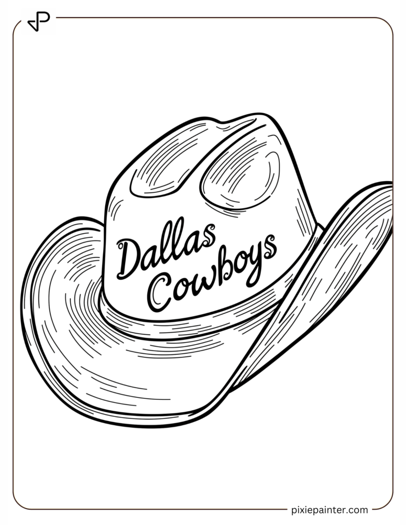 3. Simple Outline of a Cowboy Hat With Team Name -dallas cowboys coloring pages