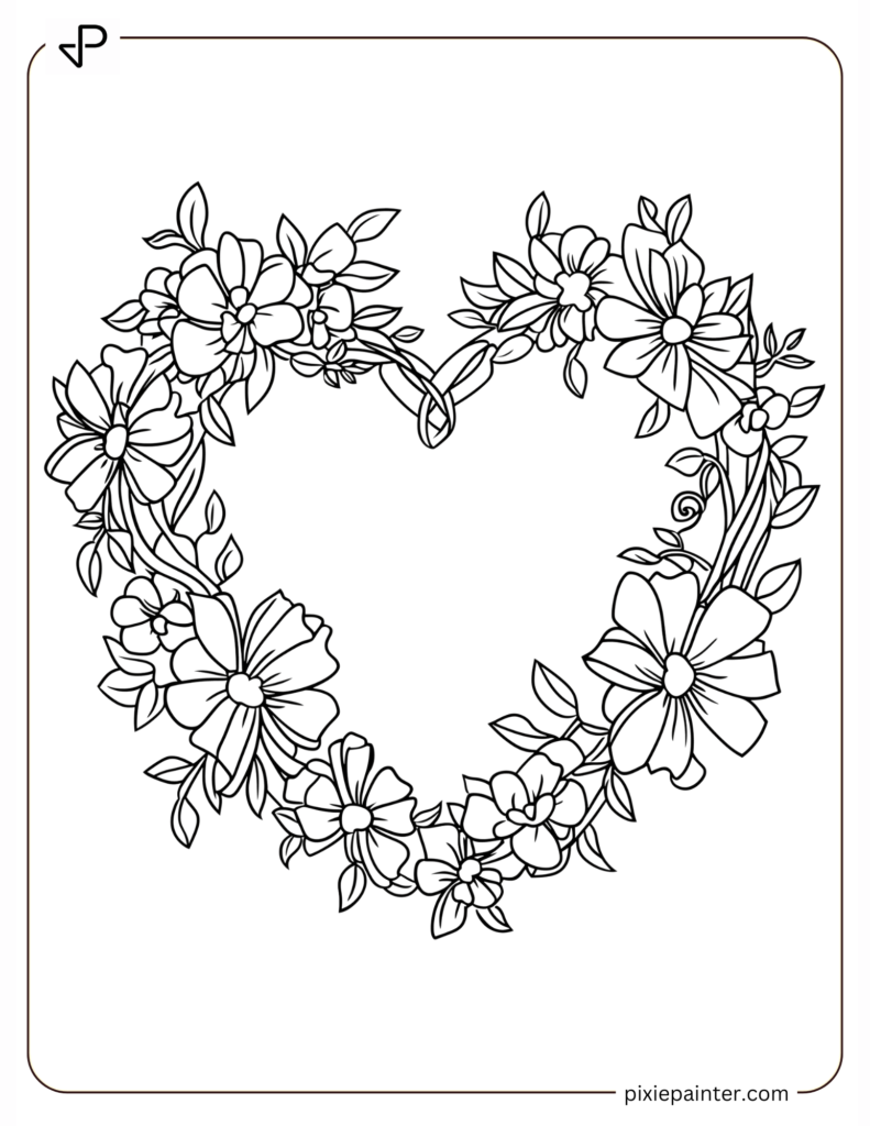 30. A Flower Wreath In Love Shape