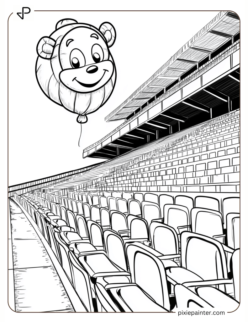 Stadium with Mascot – A giant inflatable mascot in the stands