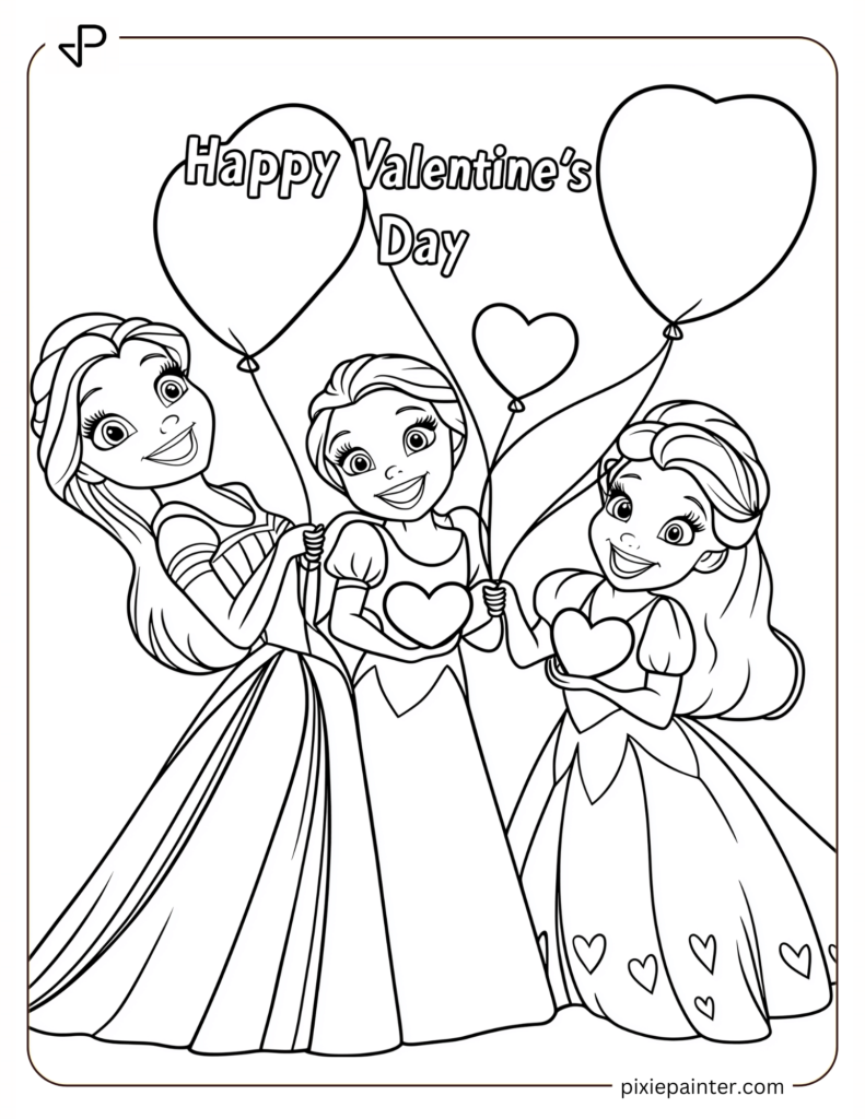 33. Disney Princesses Holding Heart Balloons Together