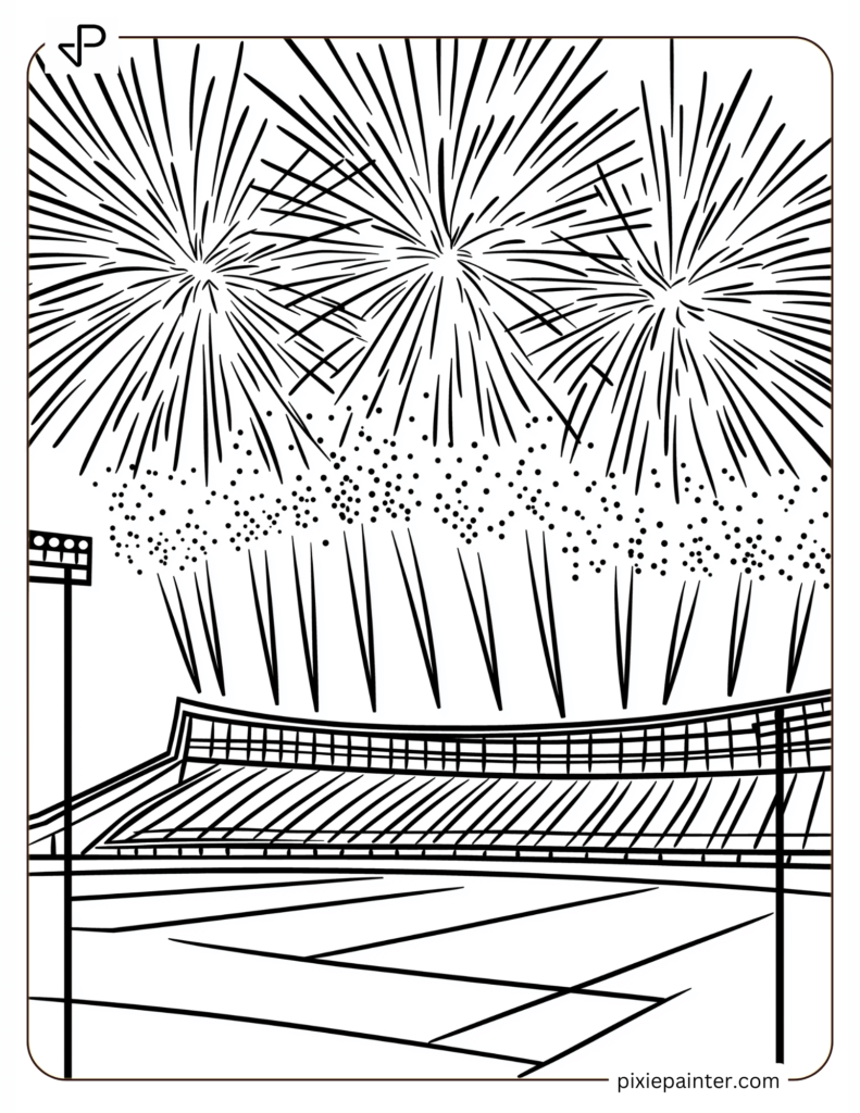 Victory Fireworks – A stadium celebrating with fireworks in the sky