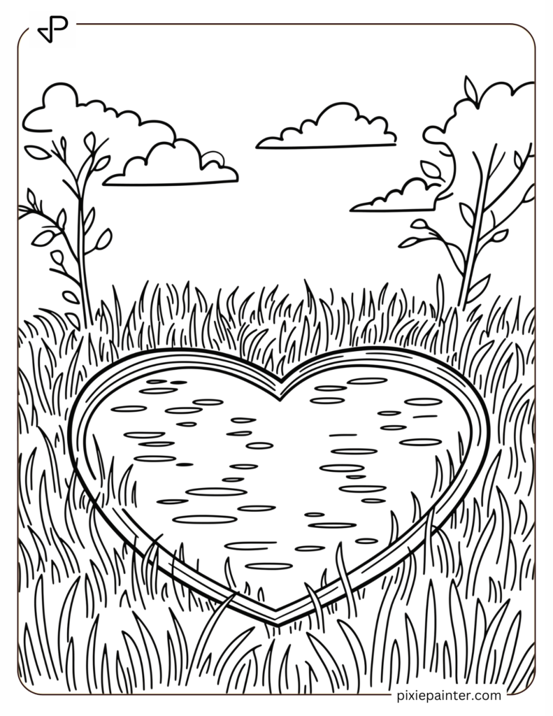 Heart-Shaped Pond In A Meadow