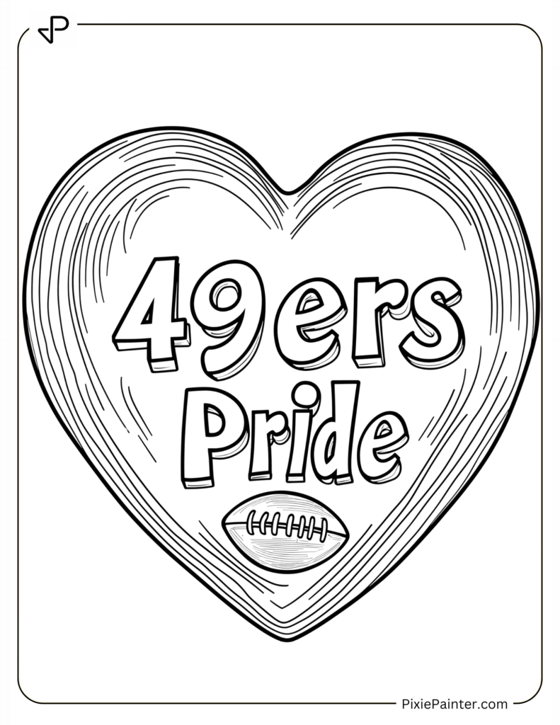 49ers Pride with Heart-Shaped Football Design