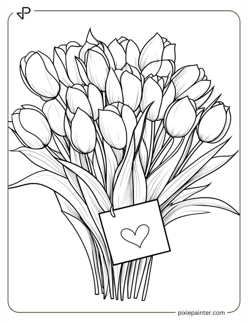 Bouquet Of Tulips With A Love Note