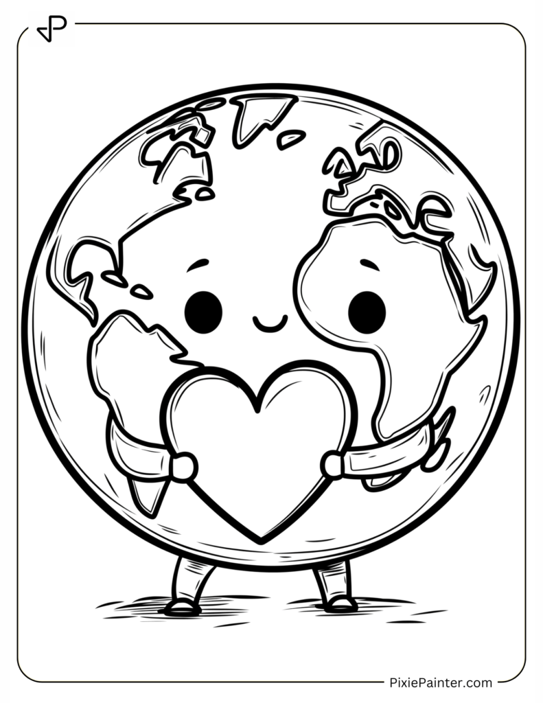 Cute Earth Holding a Loving Heart