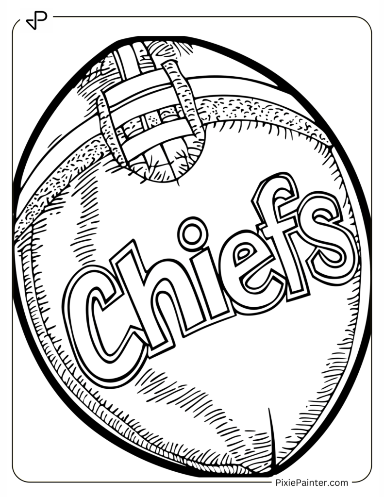 Kansas City Chiefs Coloring Page Where Football with “Chiefs” Written on It