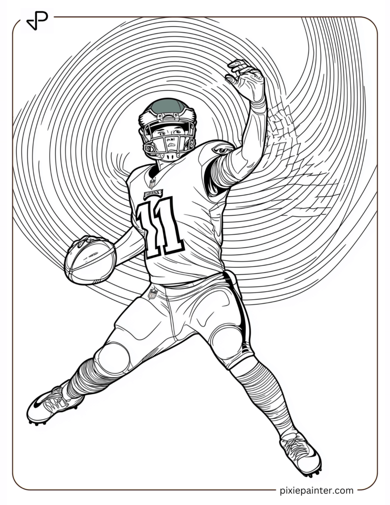 Philadelphia Eagles Quarterback Throwing Spiral Illustration