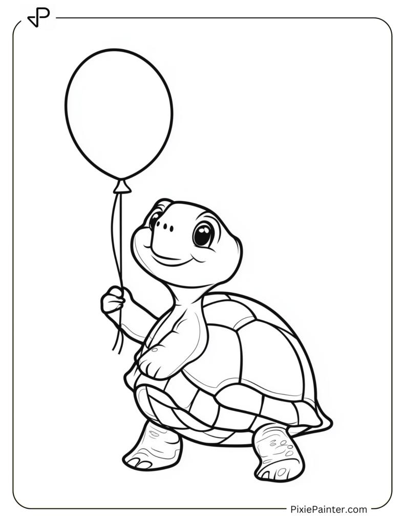 Playful Tortoise Holding a Balloon