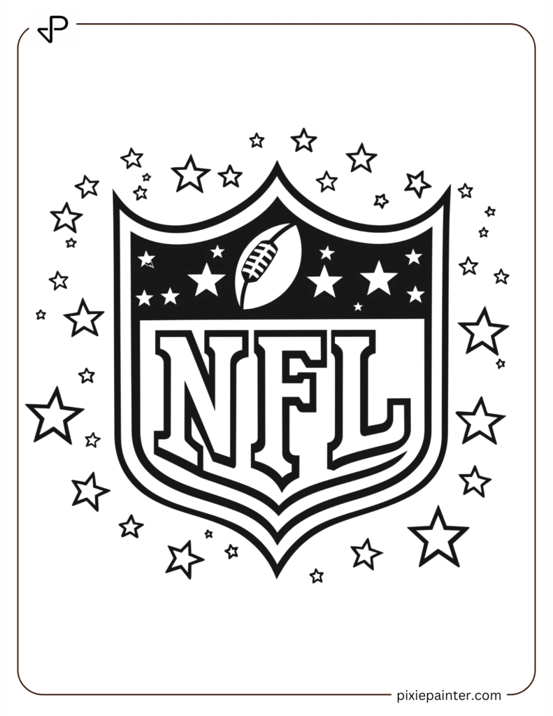 Starry Design With NFL Emblem And Football Coloring Pages