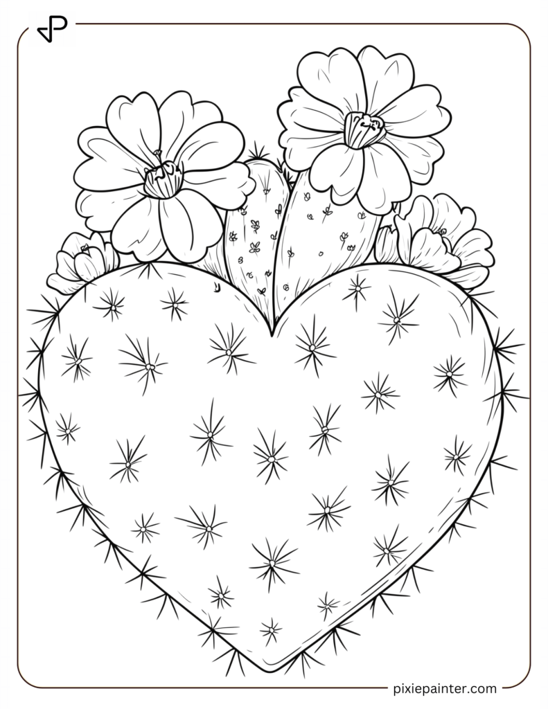 Heart-Shaped Cactus With Flowers