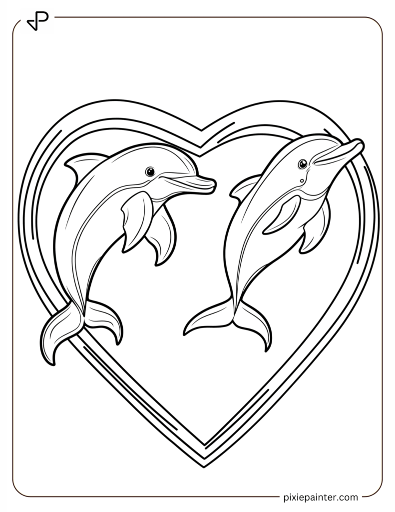 Playful Dolphins Jumping Through A Heart