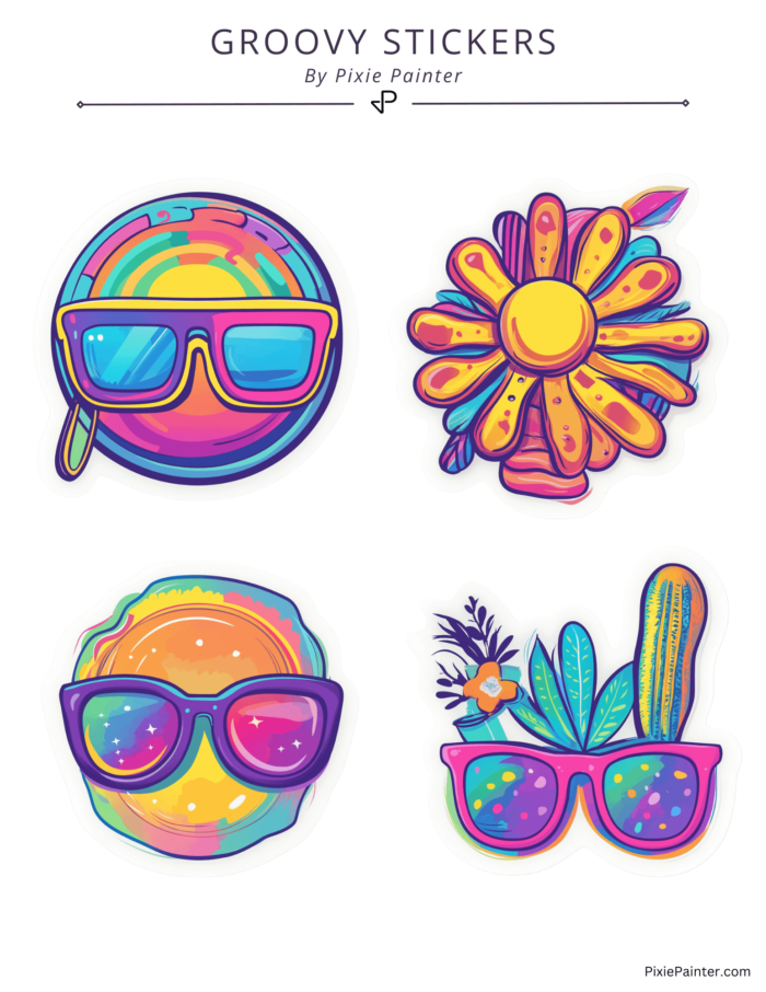 Funky vintage groovy stickers