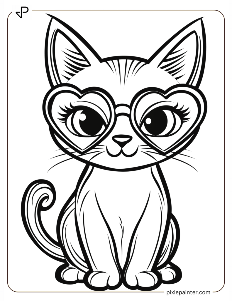 Cat With Heart-Shaped Glasses