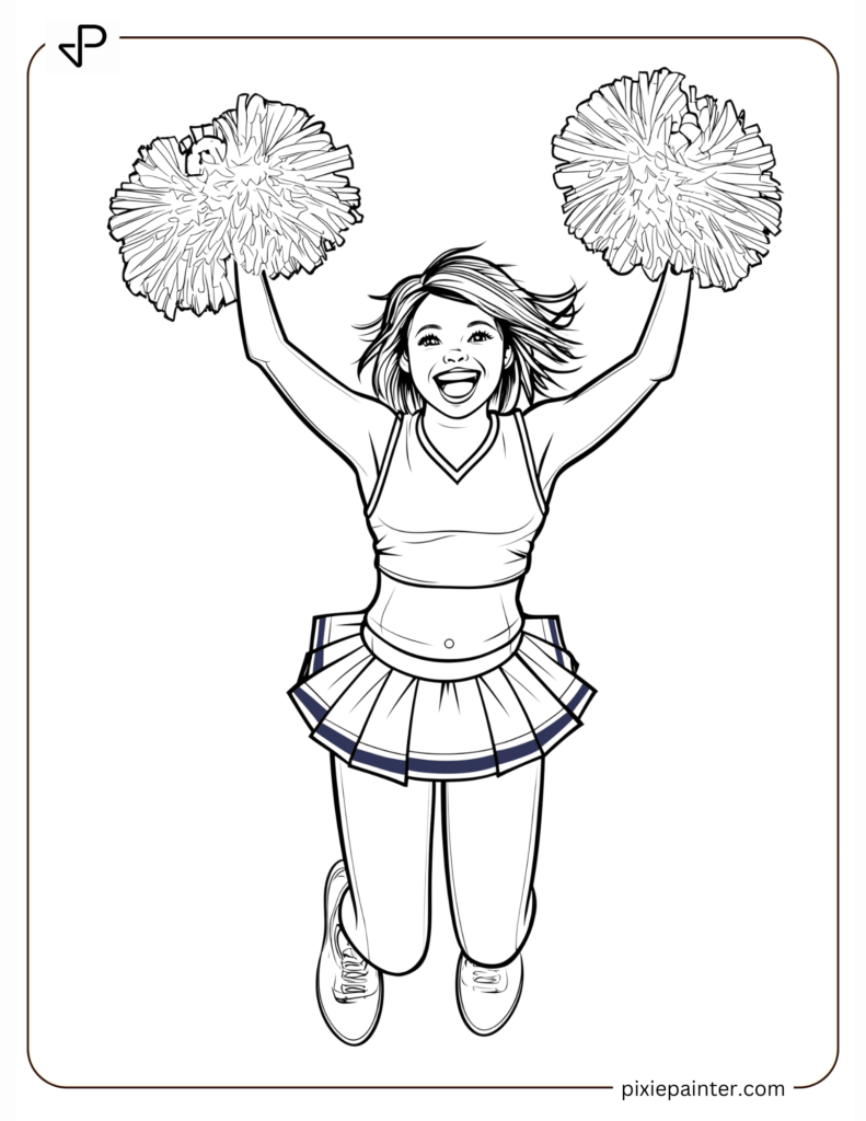 5. Excited Cowboys Cheerleader Jumping With Joy -dallas cowboys coloring pages