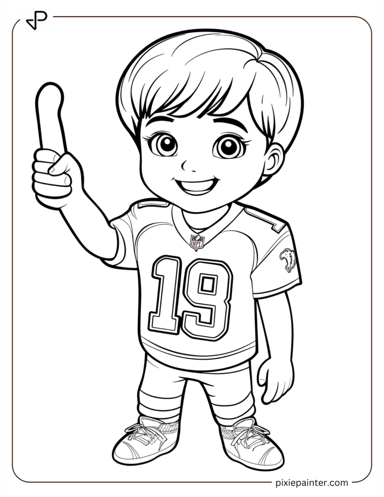 5. Happy Rams Kid Wearing Jersey And Foam Finger -los angeles rams coloring pages