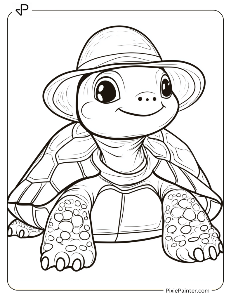 Tortoise Wearing a Sun Hat