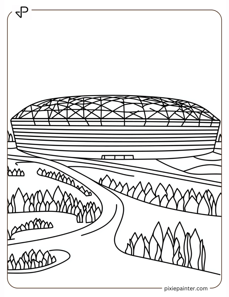 Coloring Page of Allianz Arena Football Stadium