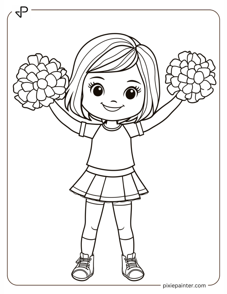 6. Cute Los Angeles Rams Cheerleader Waving Pom-Poms -los angeles rams coloring pages