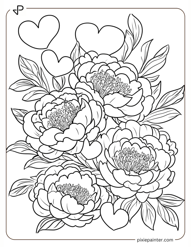 Peonies And Hearts Intertwined