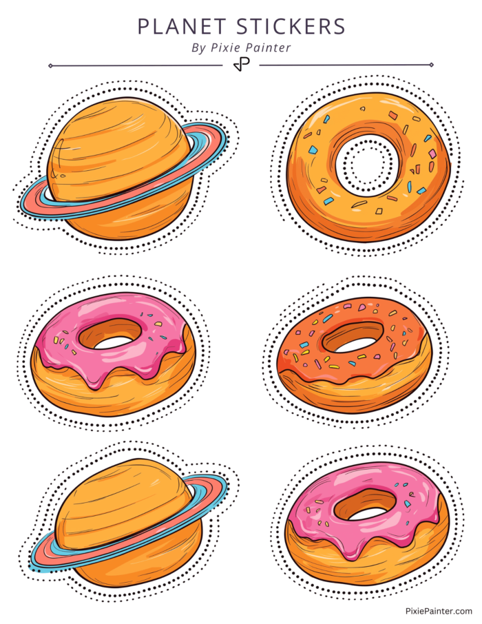 donut shaped planet stickers