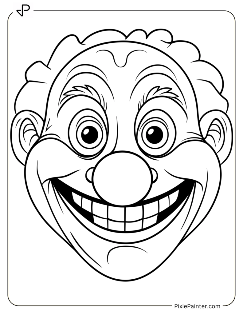 April Fools Day Coloring Page - Clown Face With A Big Funny Nose