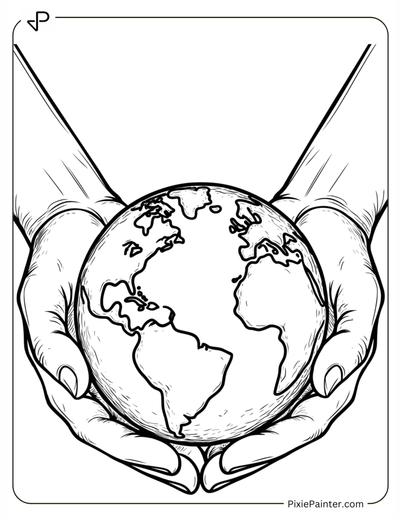 Earth Inside a Pair of Caring Hands