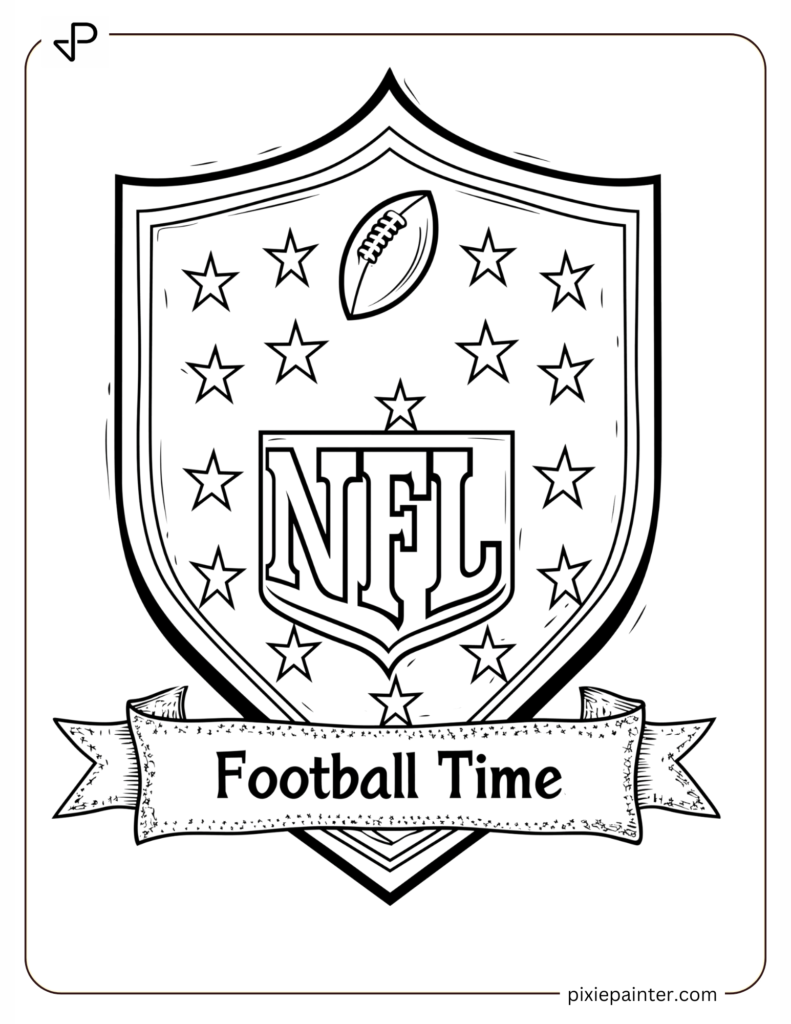 7. NFL Logo with a Banner Saying 'Football Time' Coloring Pages