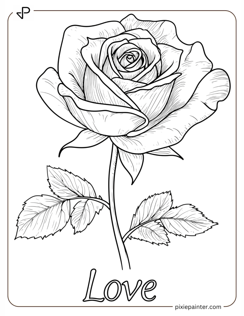 Single Rose With "Love" Written Below