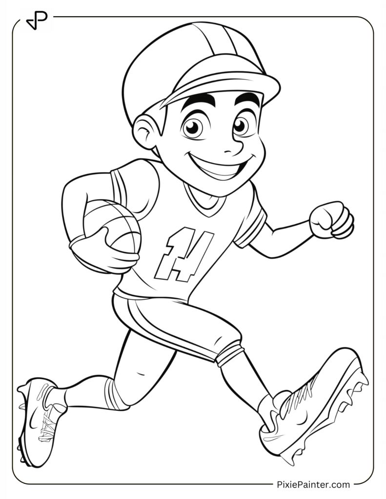 Cartoon Chiefs Player Running for Touchdown