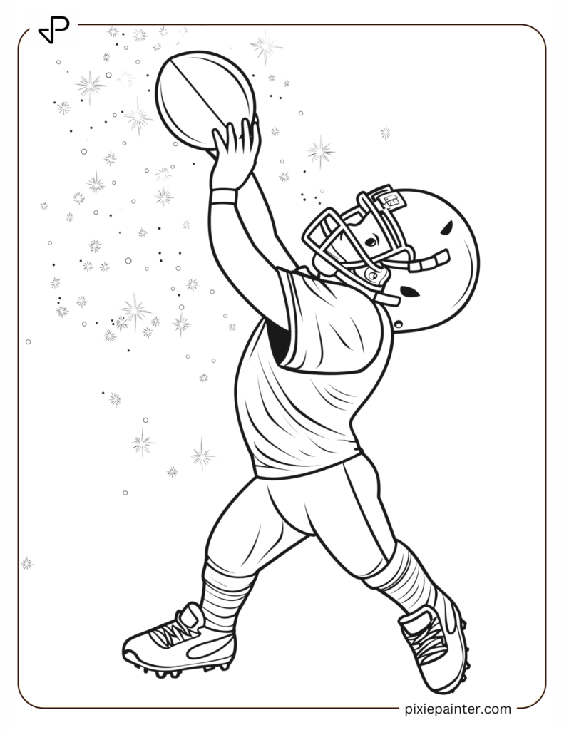 8. Football Player Celebrating a Touchdown Amid Confetti- color sheets