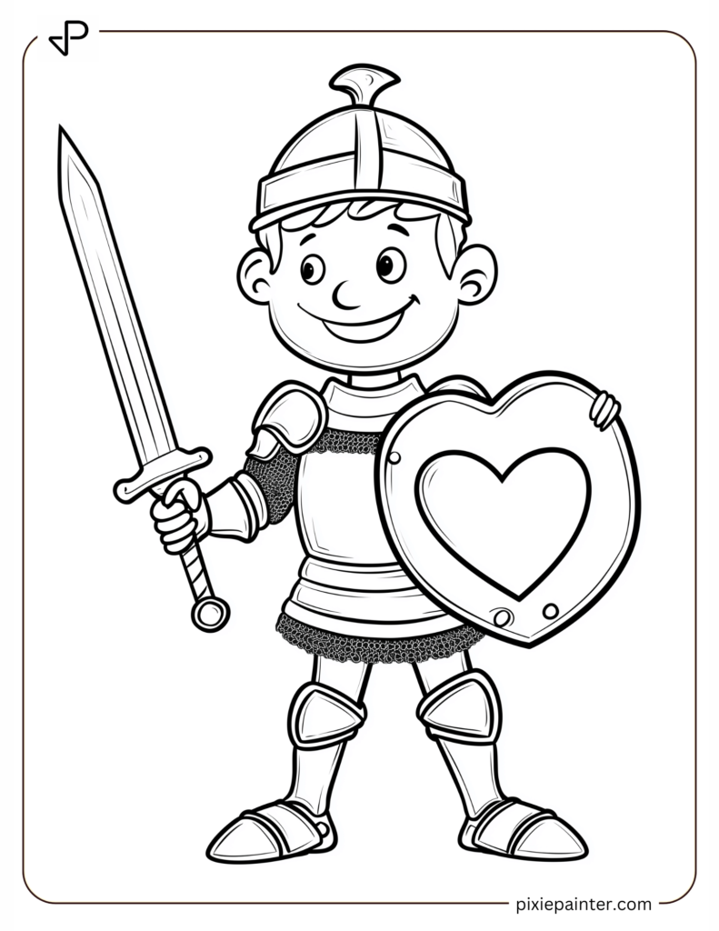 Knight in Shining Armor with a Heart Shaped Shield